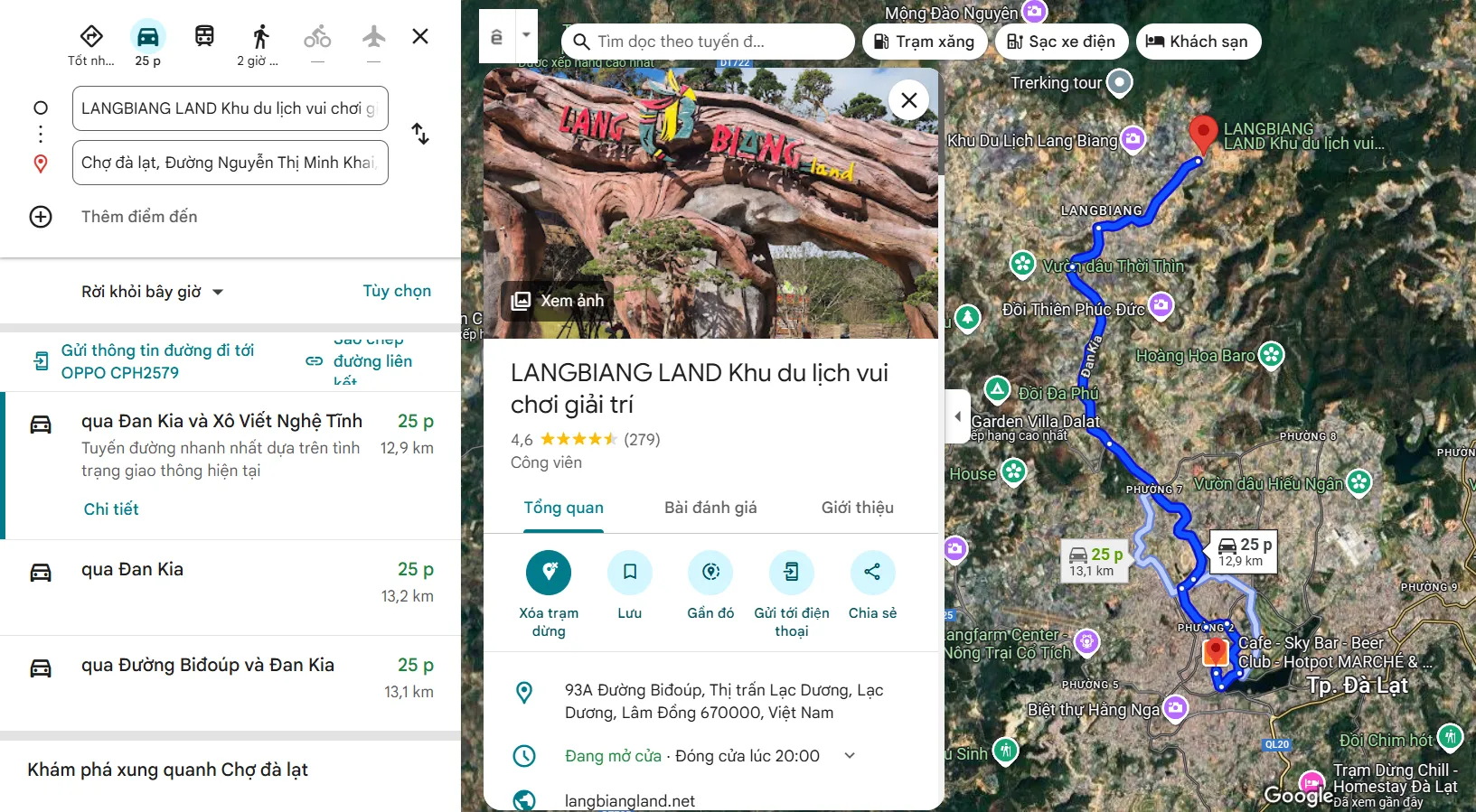 Đỉnh Langbiang cách chợ Đà Lạt bao xa